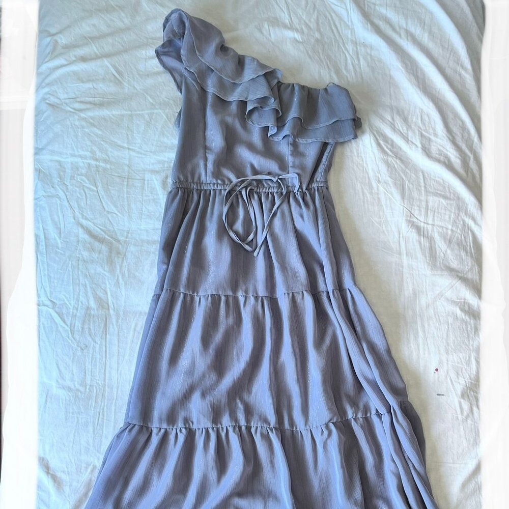 flowy ruffle prom dress